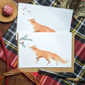 Des cartes uniques “renard” brodées à la main