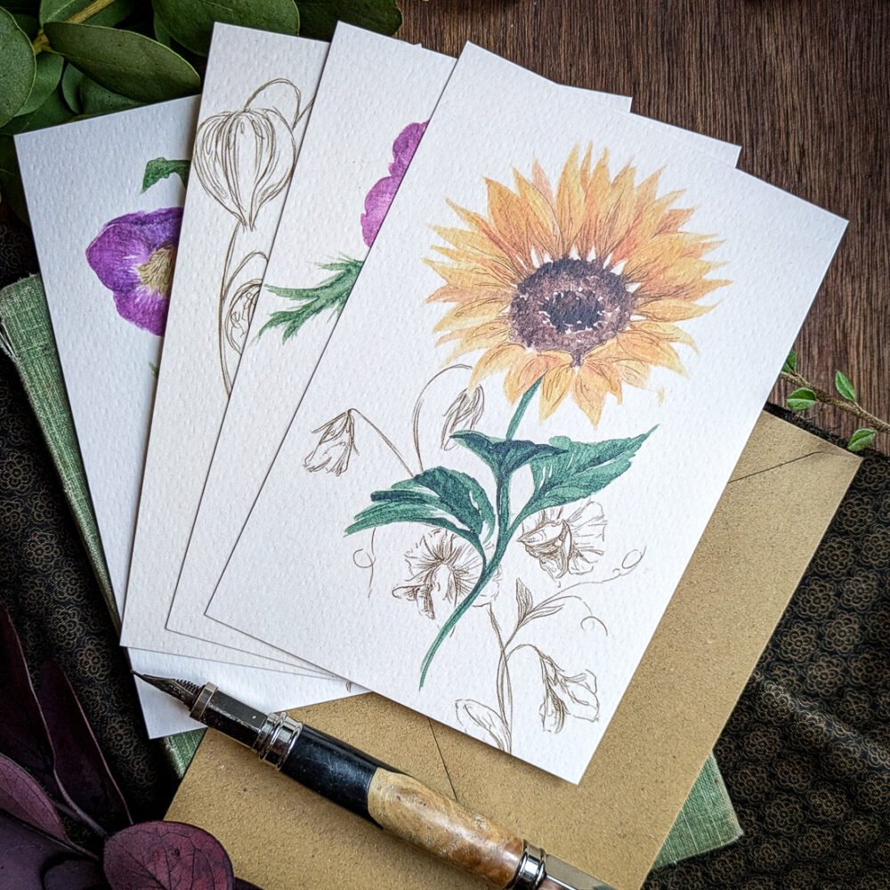 Lot de cartes « Les saisons fleuries » – Aquarelle