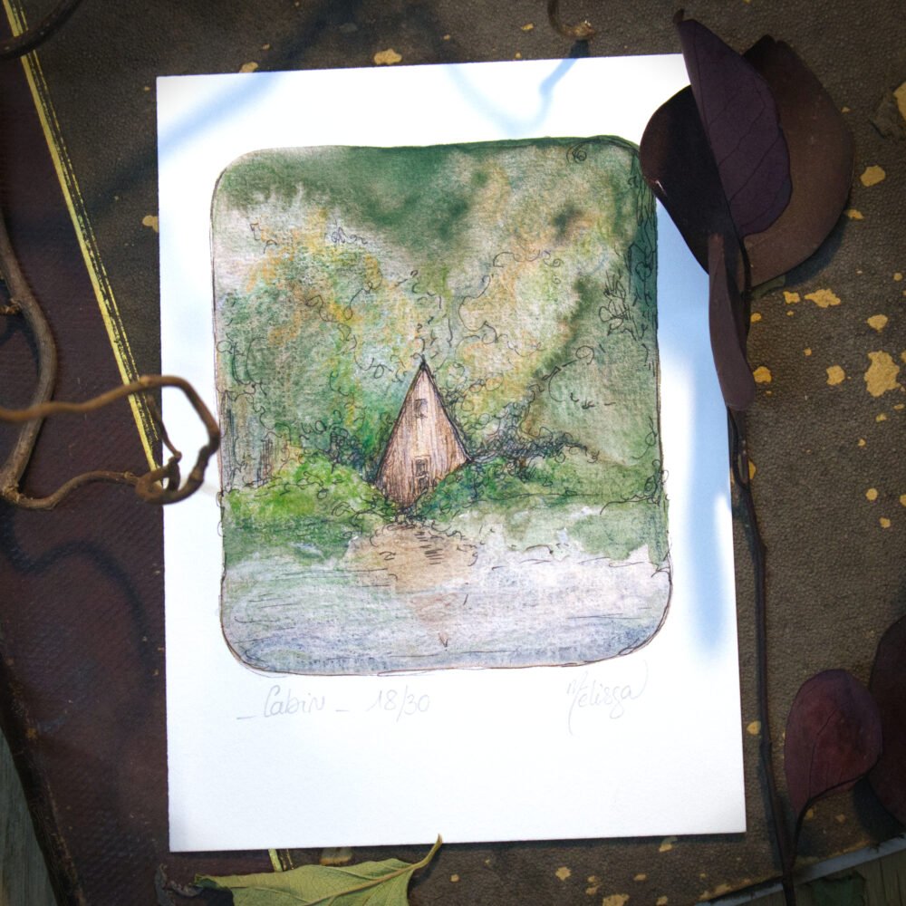 « Cabin » – Dessin-voyage en pleine forêt