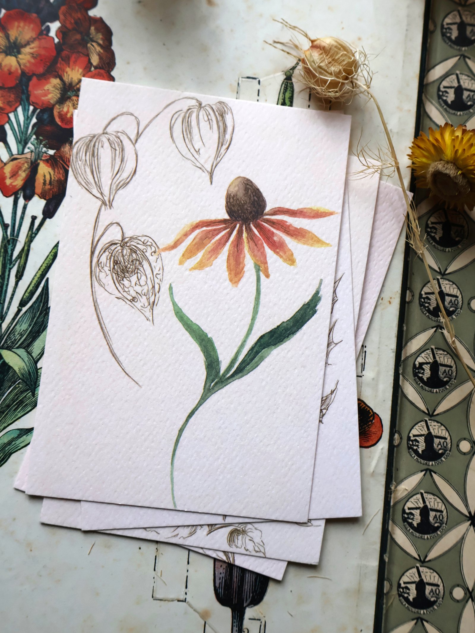 Cartes "Les saisons fleuries" - Aquarelle – Image 4