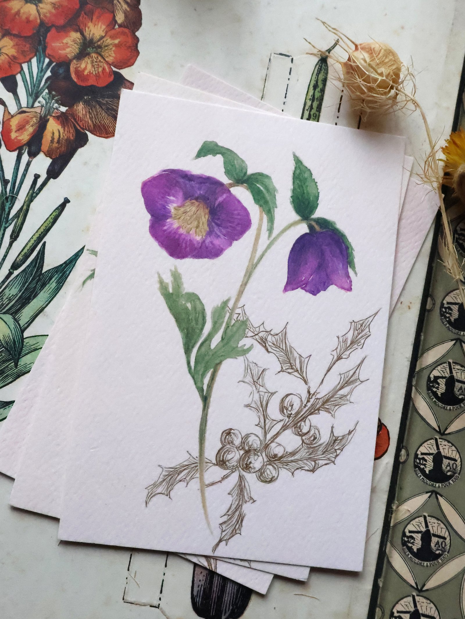 Cartes "Les saisons fleuries" - Aquarelle – Image 5