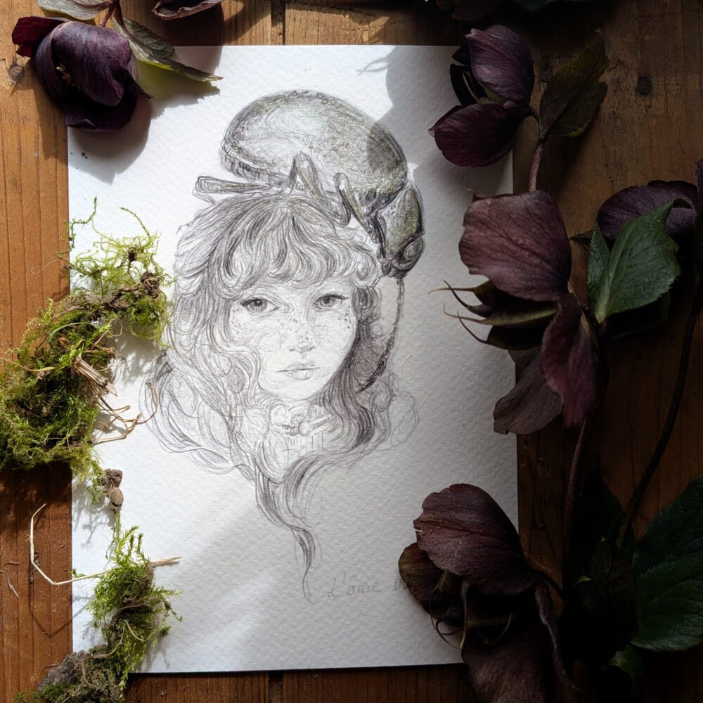 L&rsquo;âme irisée – portrait à l&rsquo;insecte réhaussé à l&rsquo;aquarelle irisée