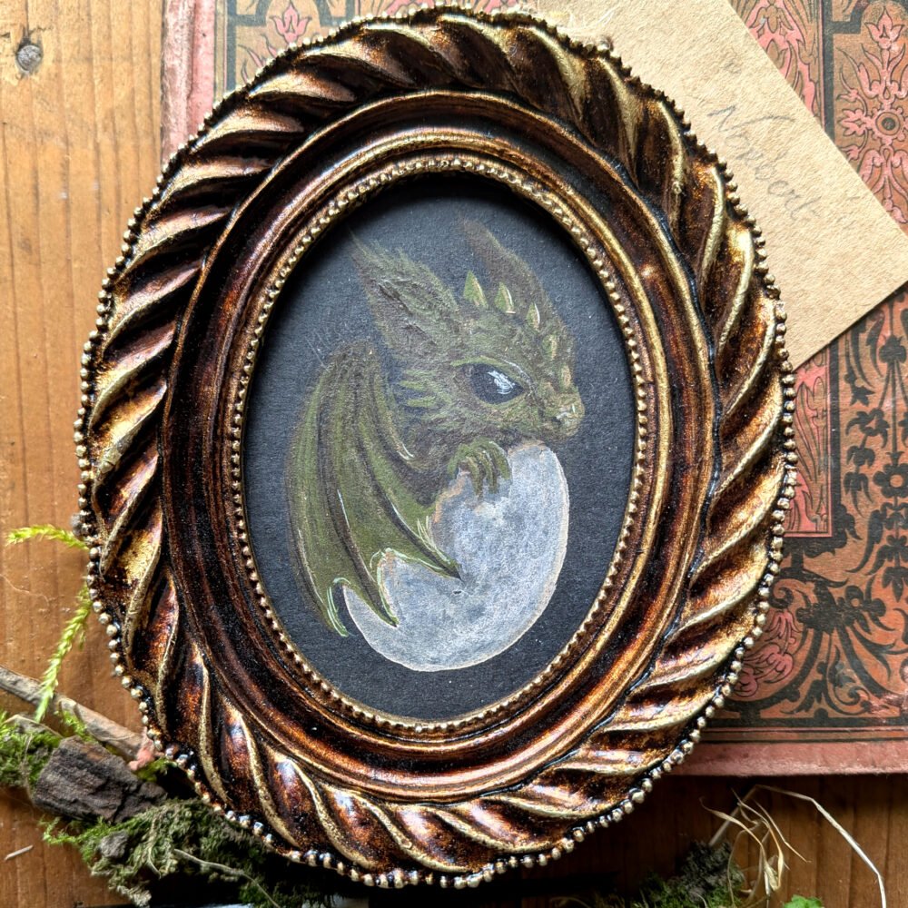 Norbert, le tout petit dragon. Gouache unique.