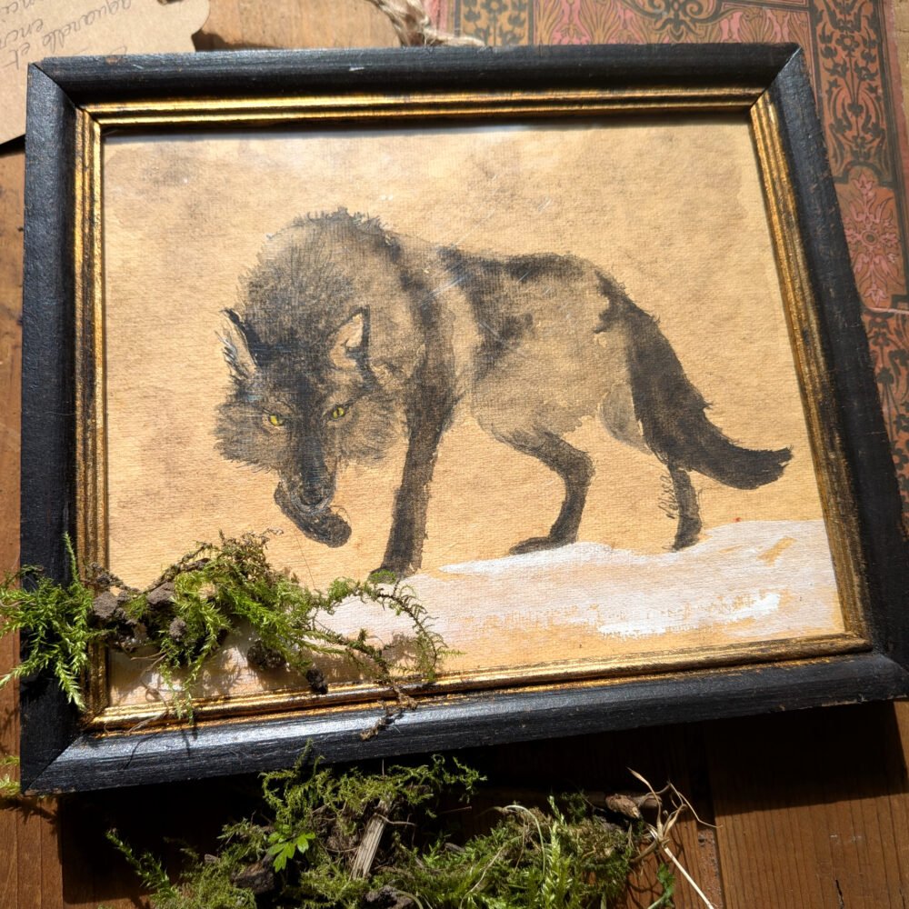 « Seul » – aquarelle d&rsquo;un loup en hiver