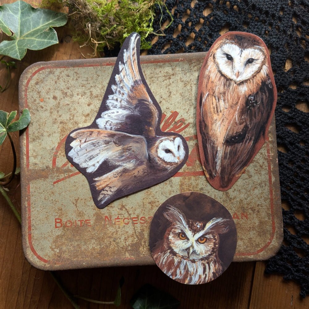Stickers – collection nocturne – chouettes et hibou
